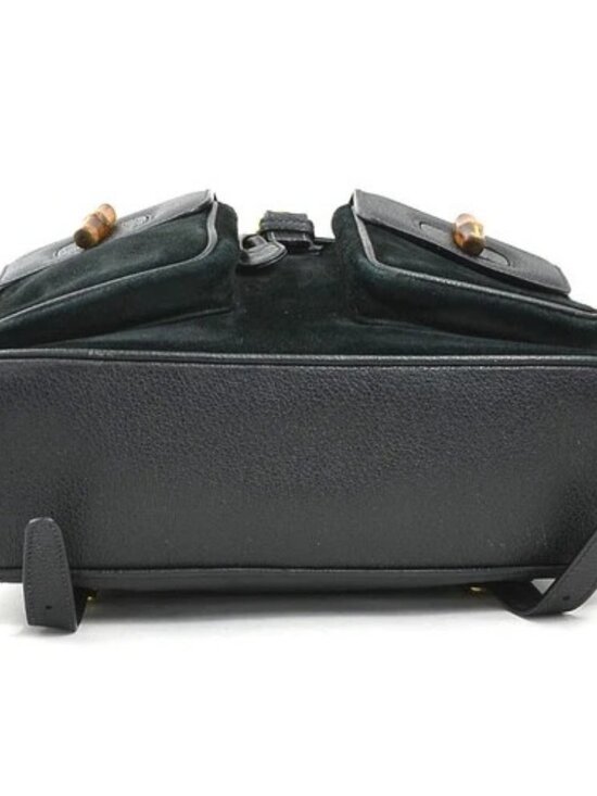 Auth GUCCI Bamboo Backpack Black Suede/Leather/Goldtone - e61315g main image 8